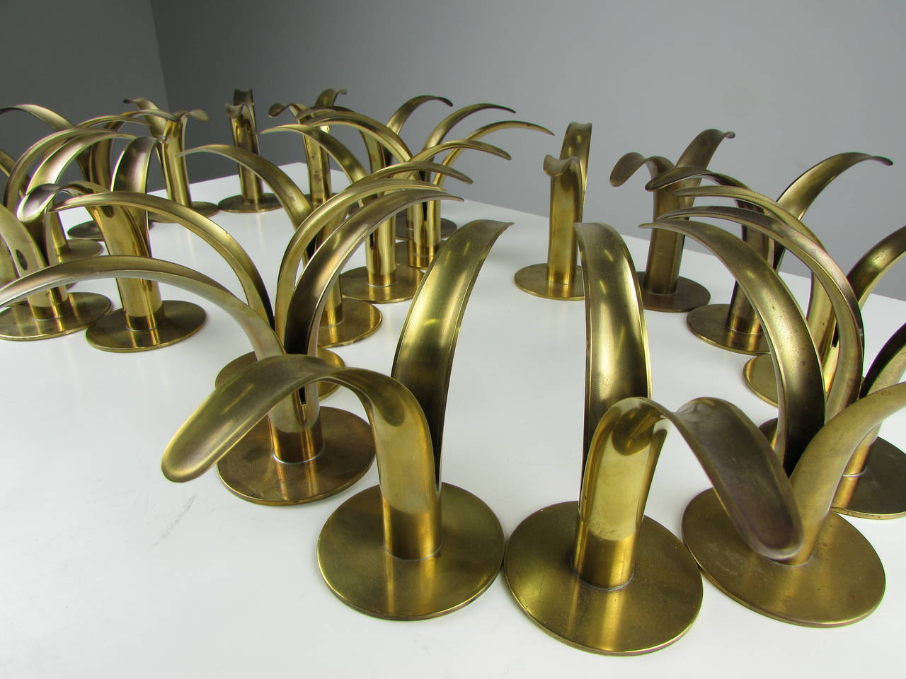 Swedish Flock of Brass Candleholders by Ivar Ålenius Björk for Ystad Metall, 1939