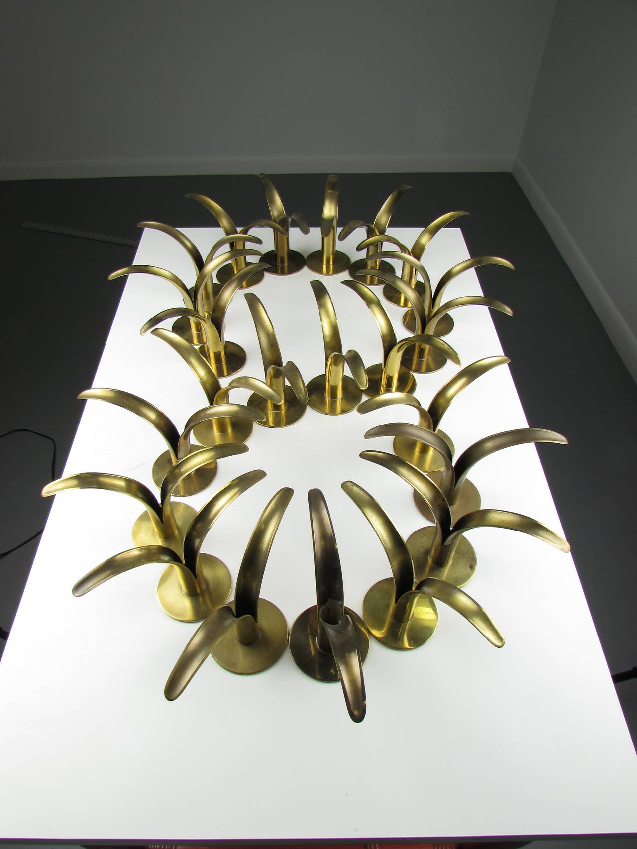 Flock of Brass Candleholders by Ivar Ålenius Björk for Ystad Metall, 1939 4
