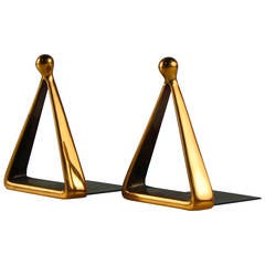 Pristine Pair of Copper Stirrup Bookends by Ben Seibel for Jenfred Ware, 1950s