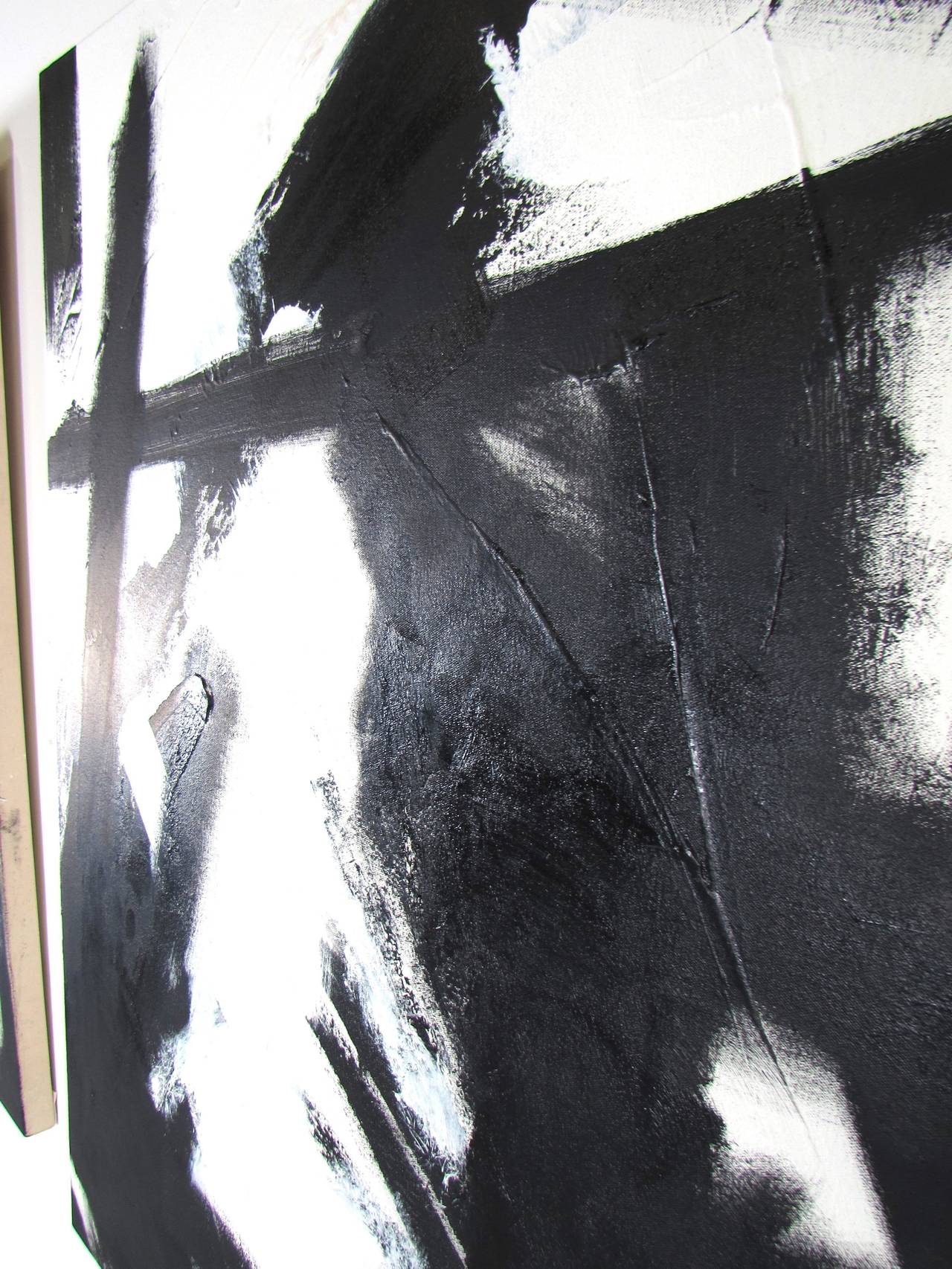 Large Black and White Oil on Canvas Abstract Paintings by Guillermo ...