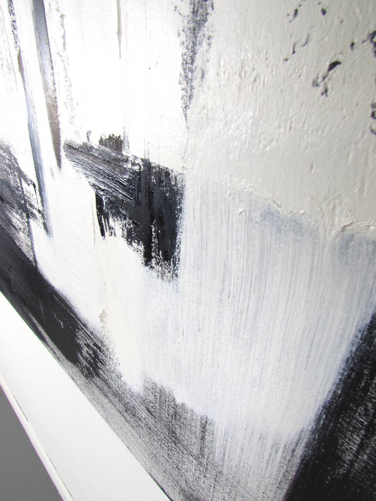 Large Black and White Oil on Canvas Abstract Paintings by Guillermo