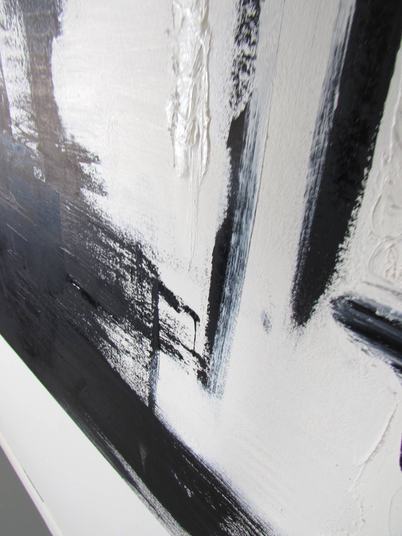 Large Black and White Oil on Canvas Abstract Paintings by Guillermo