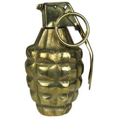 Brass-Plated Pop Art Hand Grenade Paperweight Desk Object