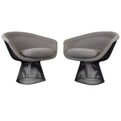 Beautiful Early Production Pair of Wide Lounge Chairs by Warren Platner, 1960s