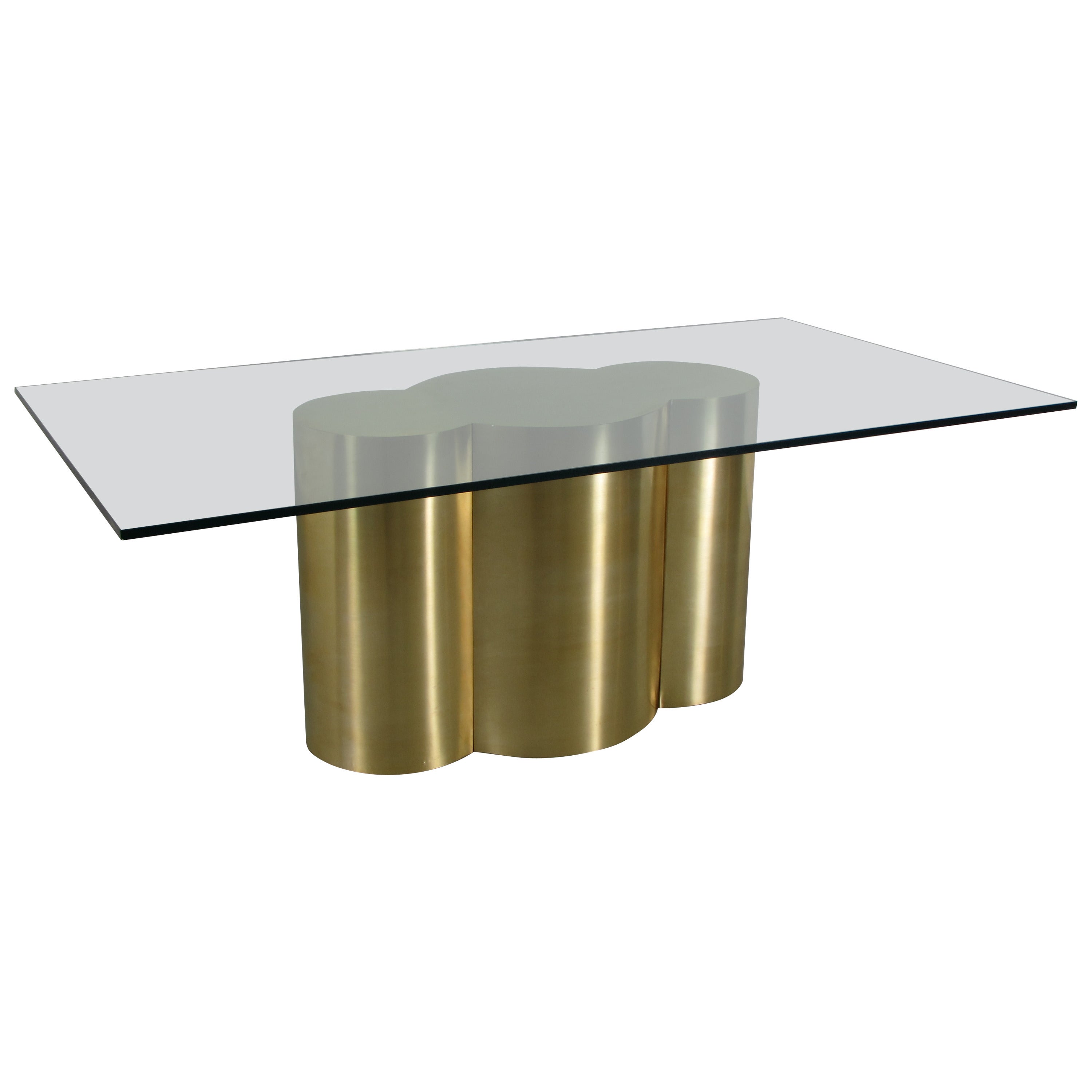 Custom Quatrefoil Dining Table Base in Polished Brass by Refine Limited