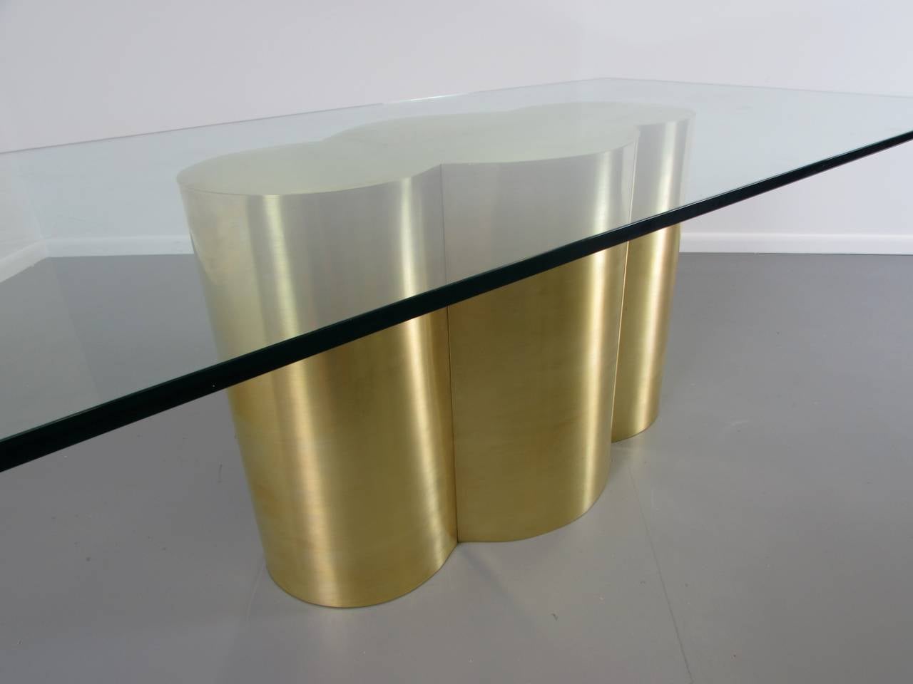 Contemporary Custom Quatrefoil Dining Table Base in Polished Brass by Refine Limited