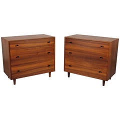Vintage Handsome Pair of Walnut Chests by Milo Baughman for Glenn of California, 1950s