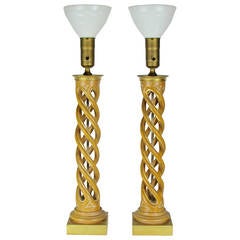 Pair of Excellent Helix Table Lamps by James Mont