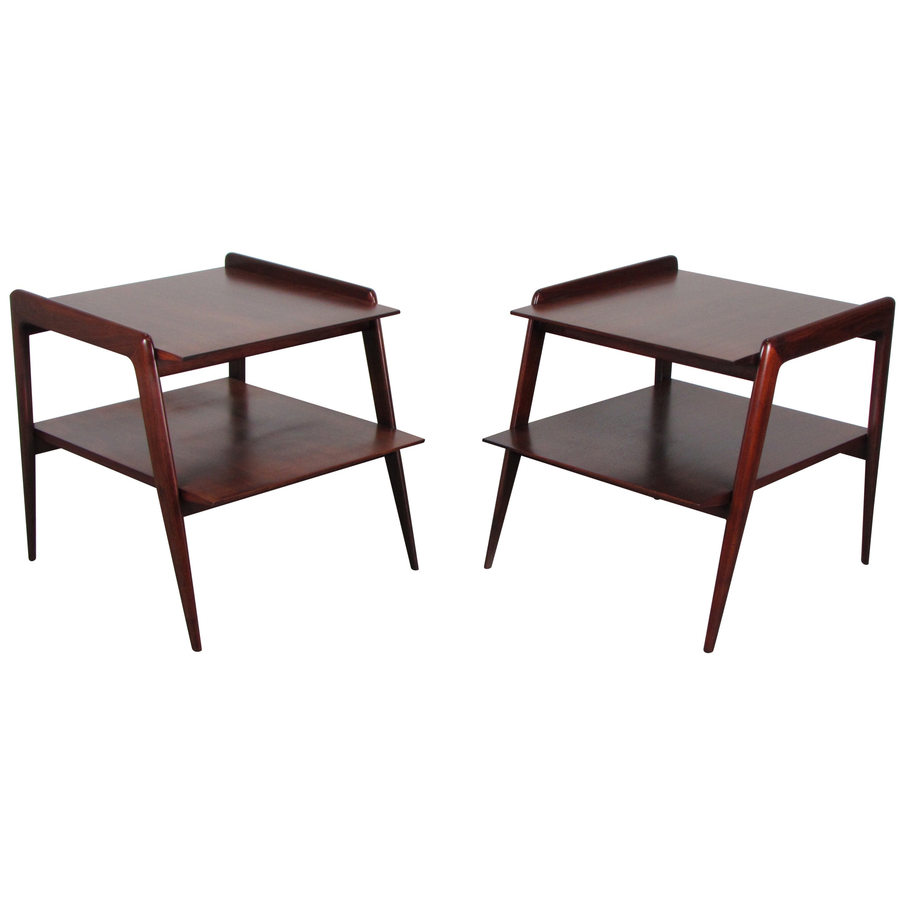 Rare and Wicked Pair of End Tables by M. Singer & Sons, Attributed to Gio Ponti
