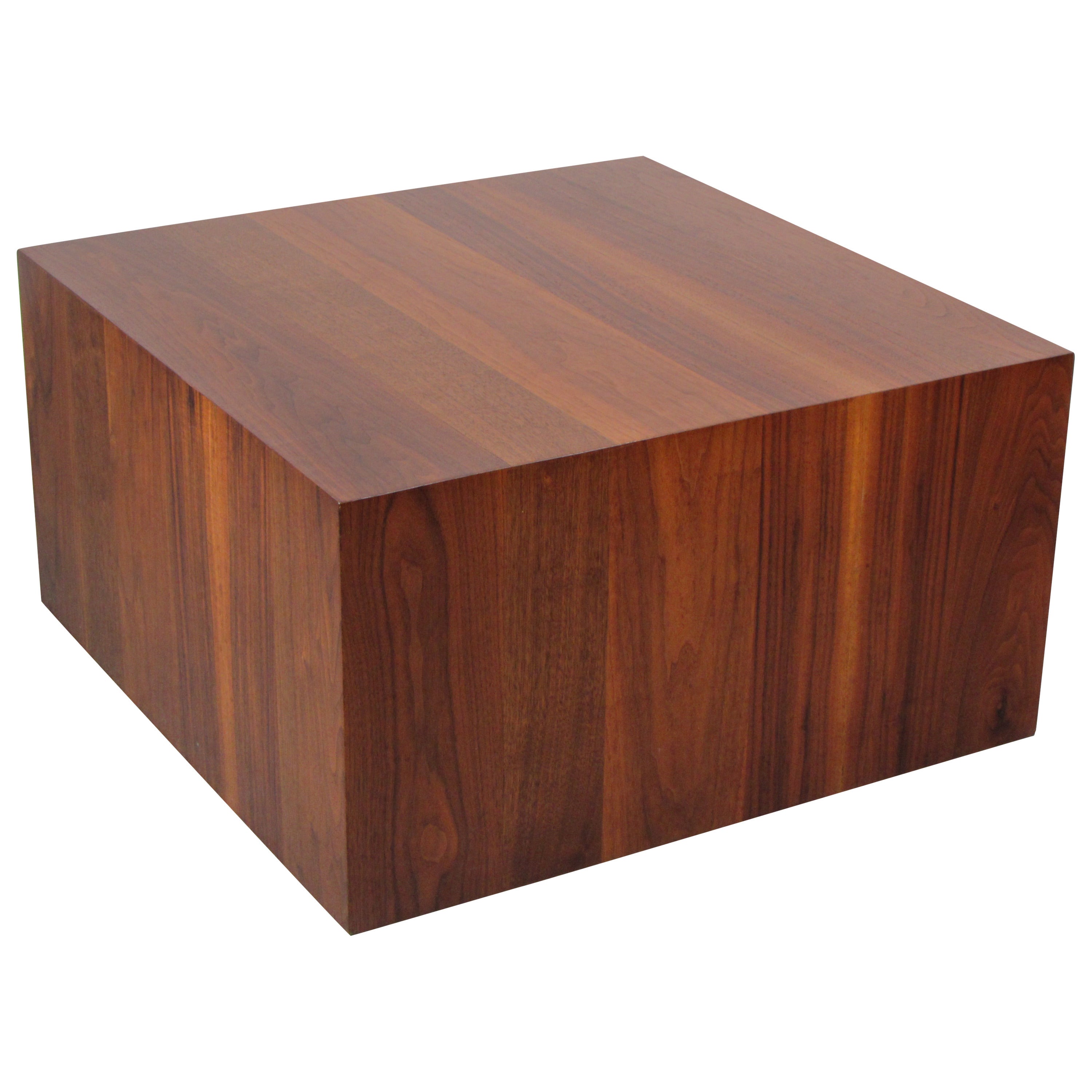 Handsome Walnut Cube Coffee Table by Milo Baughman for Directional, 1970s