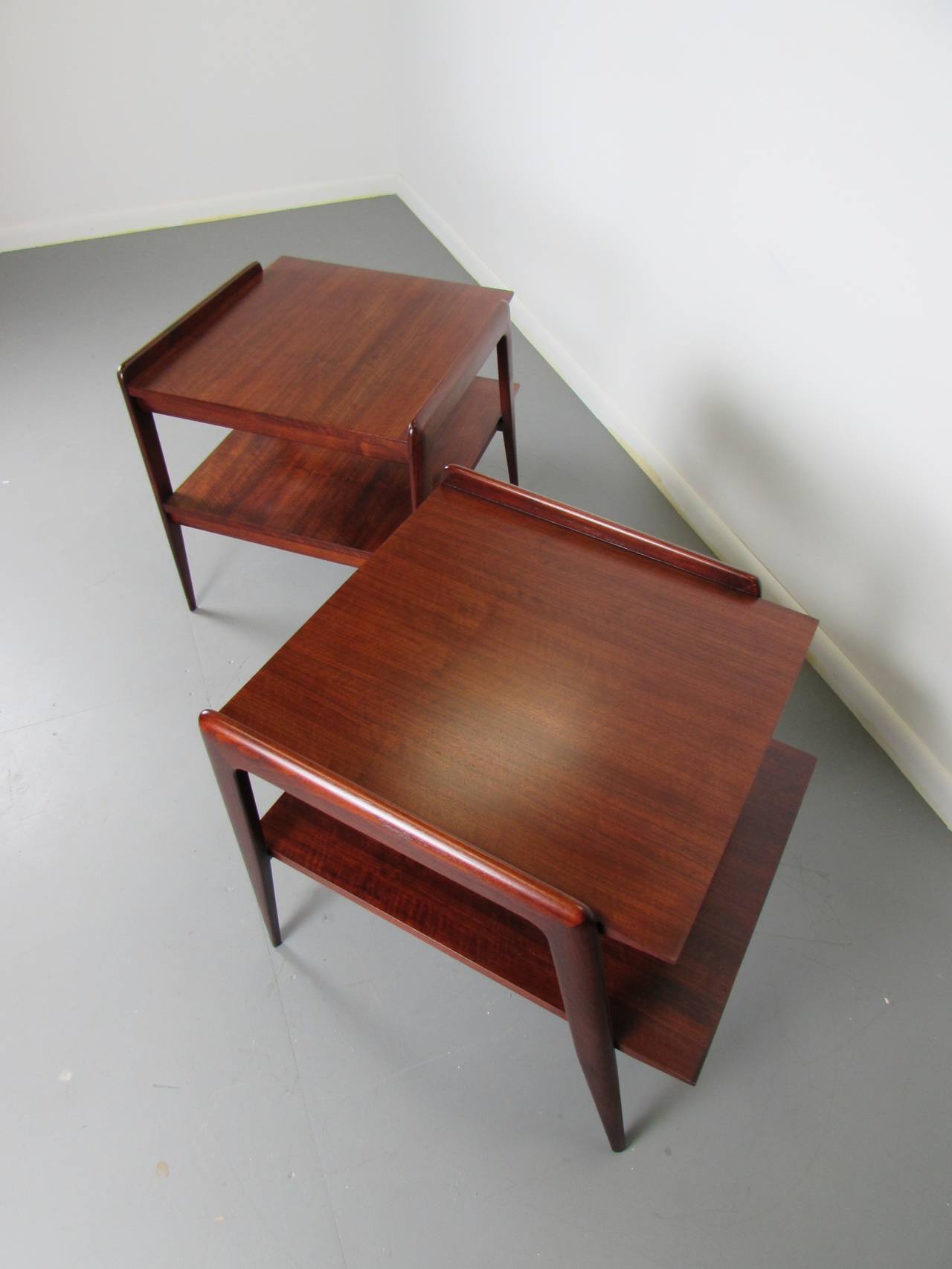 Rare and Wicked Pair of End Tables by M. Singer & Sons, Attributed to Gio Ponti In Excellent Condition In New York, NY