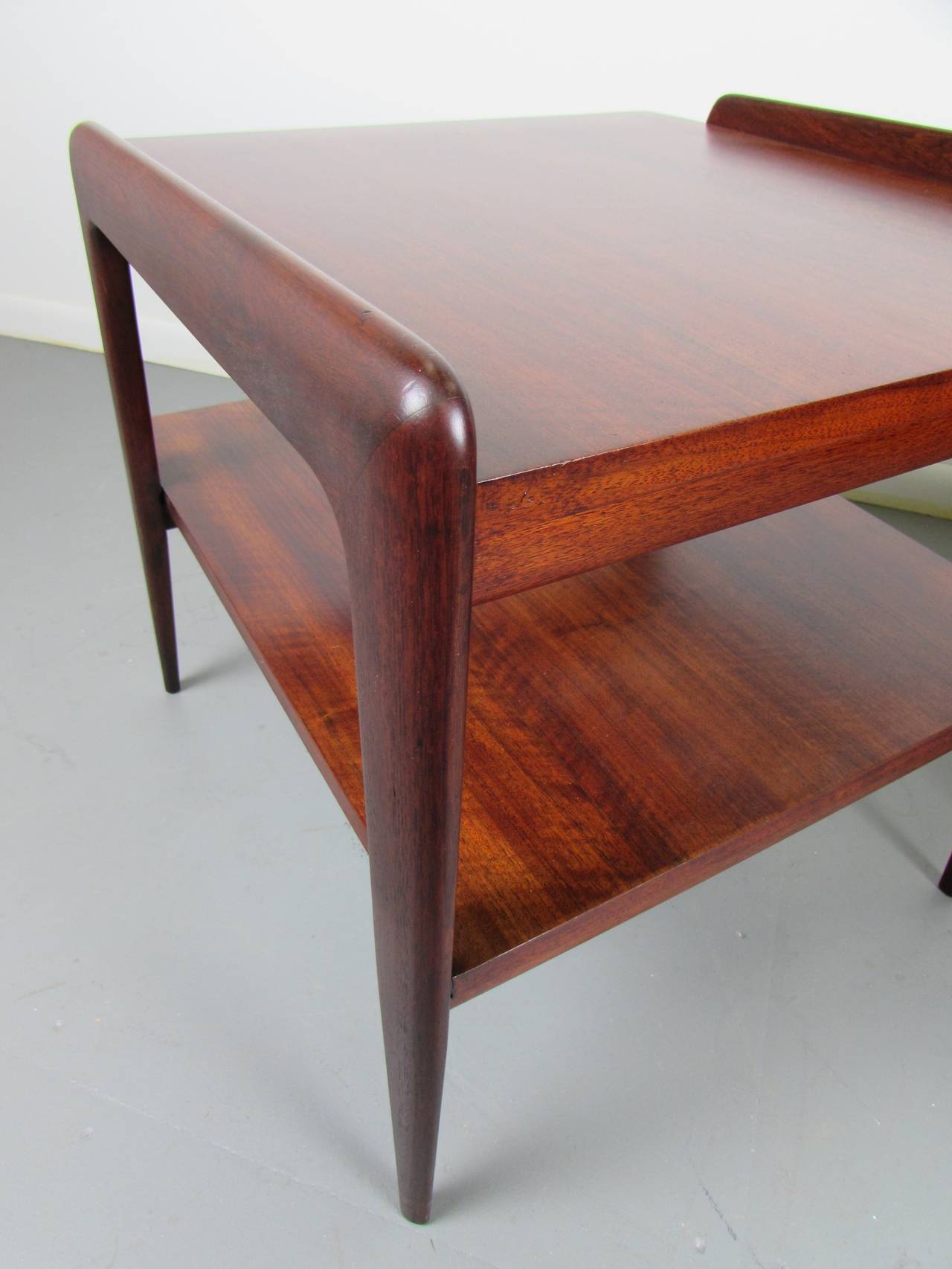 Mahogany Rare and Wicked Pair of End Tables by M. Singer & Sons, Attributed to Gio Ponti