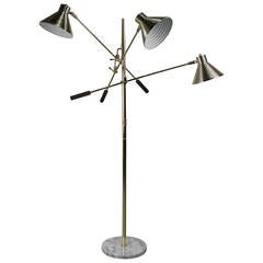 Brass Triennale Floor Lamp with Marble Base by Robert Sonneman, 1970s