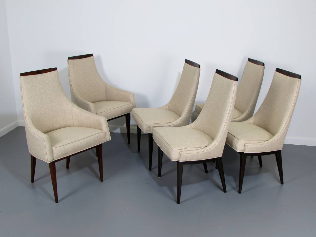 Six Rare Dining Chairs by Kipp Stewart for Calvin Furniture, 1950s In Excellent Condition In New York, NY