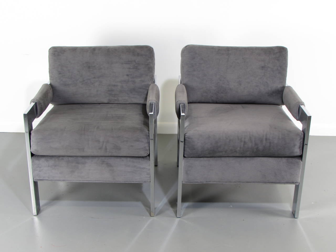 Late 20th Century Pair of Glamorous Chunky Chrome 1970s Lounge Chairs