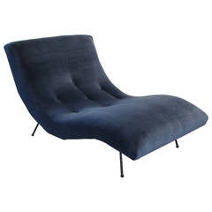 Undulating Wave Chaise Lounge by Adrian Pearsall, Rare Iron Legs 1960s