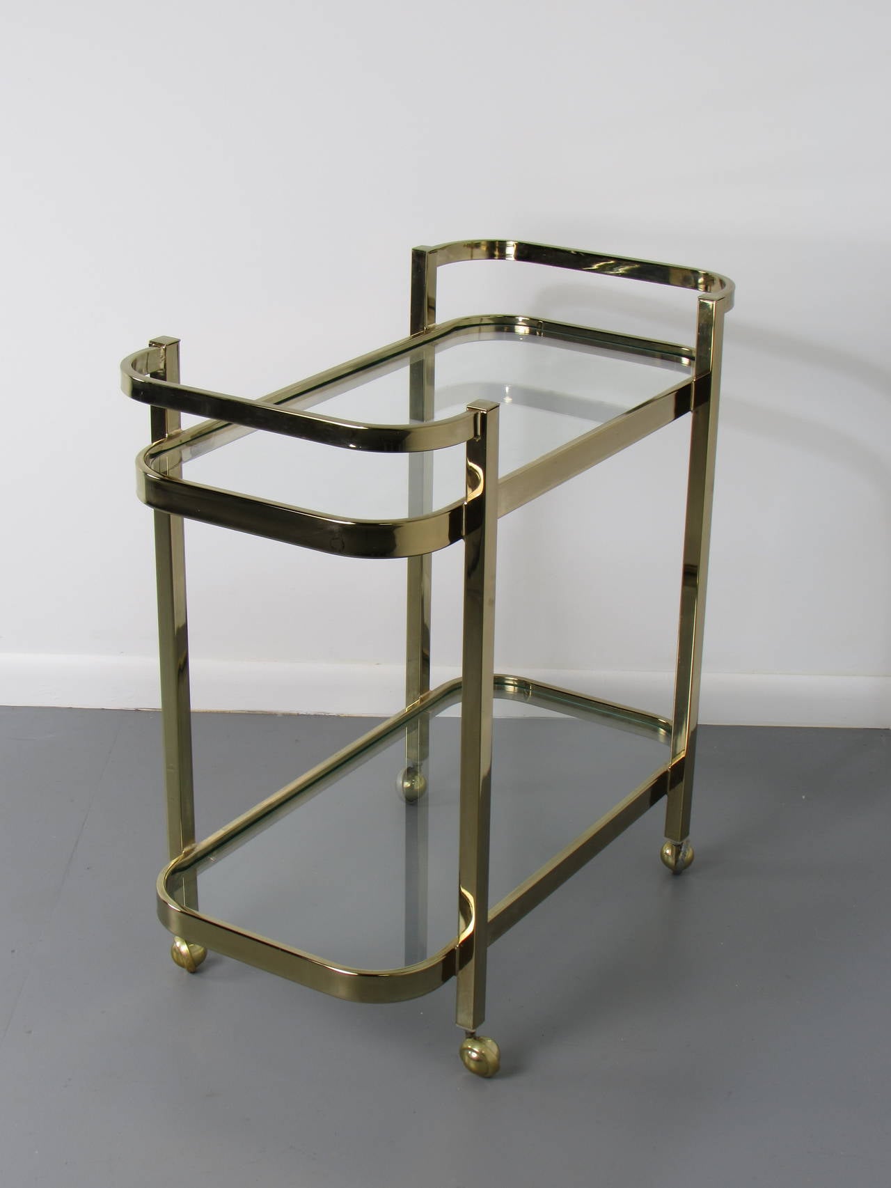 American Luscious Brass Bar Cart by Milo Baughman for Thayer Coggin, 1970s