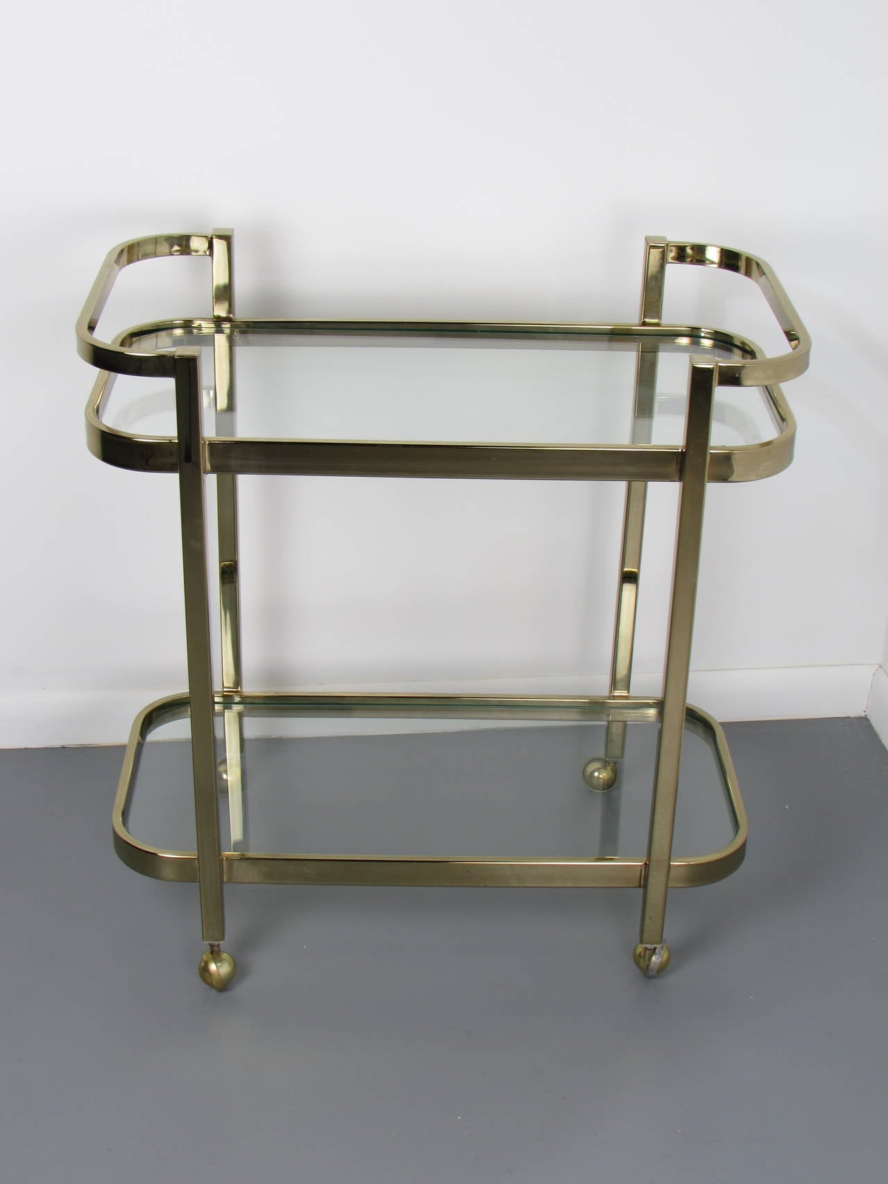 Luscious Brass Bar Cart by Milo Baughman for Thayer Coggin, 1970s In Excellent Condition In New York, NY