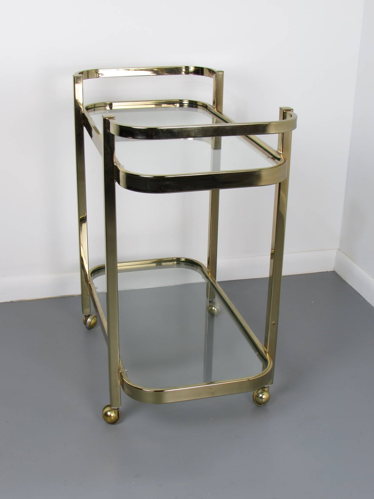 Late 20th Century Luscious Brass Bar Cart by Milo Baughman for Thayer Coggin, 1970s