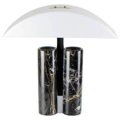 Postmodern Marble and Chrome Table or Desk Lamp, France, 1970s