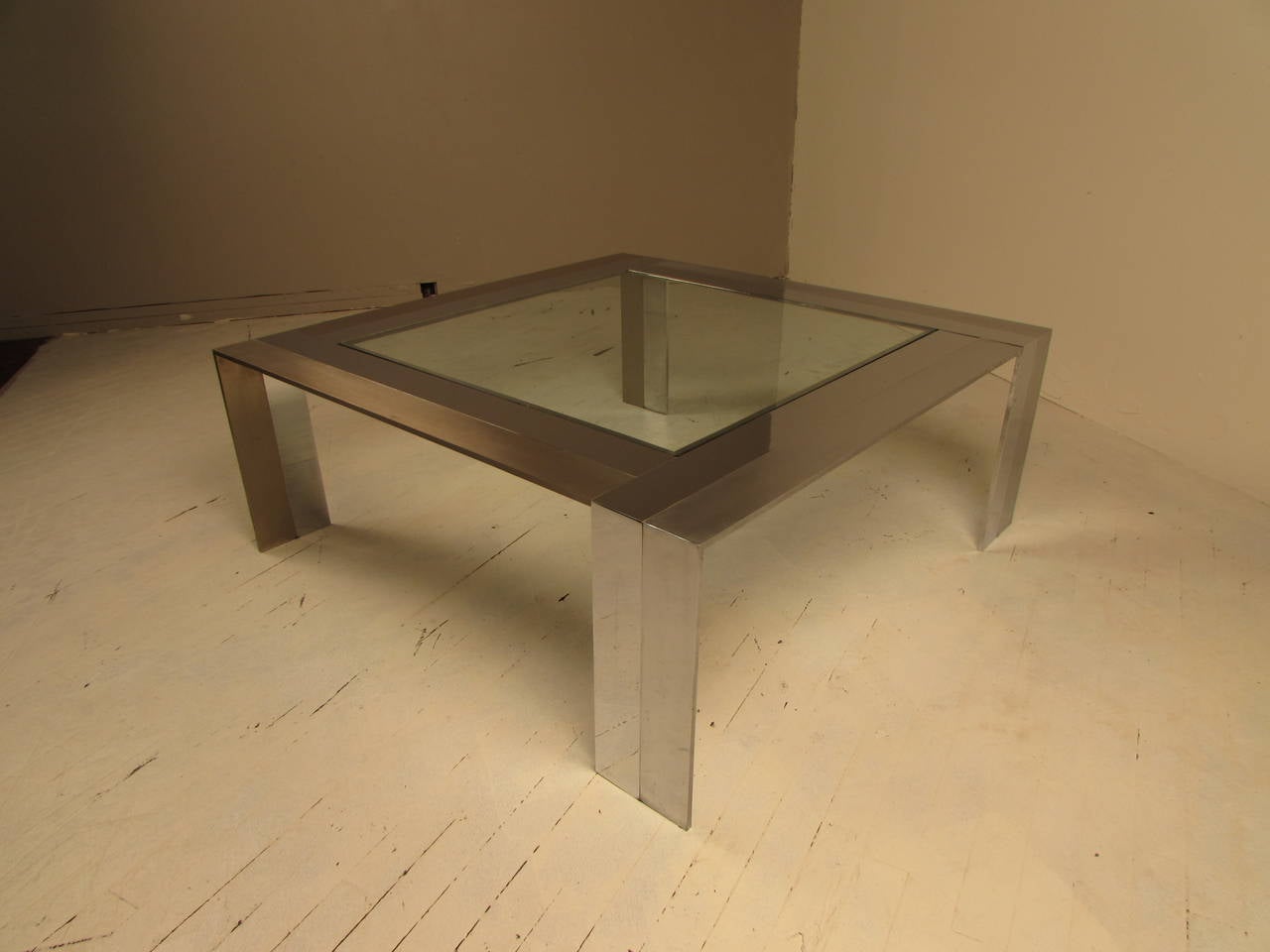 Solid Steel and Glass Cocktail Table, 1970s In Excellent Condition In New York, NY