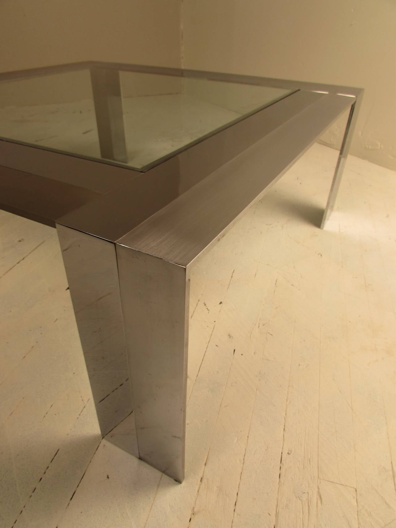 Solid Steel and Glass Cocktail Table, 1970s 1
