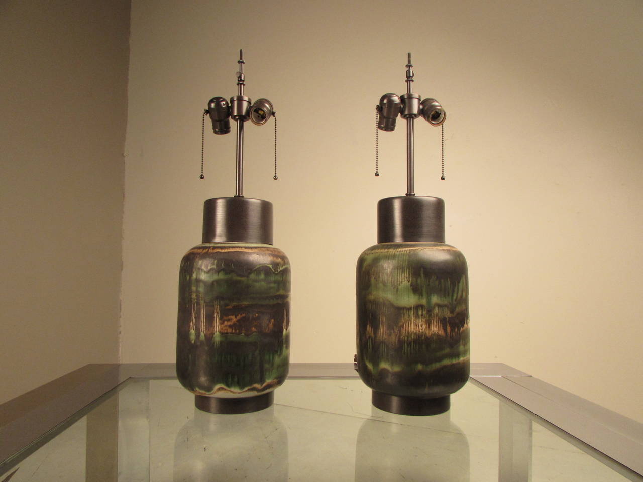 Rare Pair of Exceptional Lee Rosen for Design Technics Ceramic Lamps