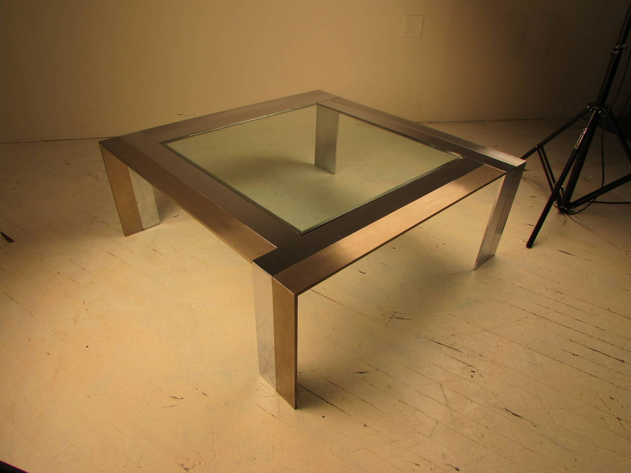 Solid Steel and Glass Cocktail Table, 1970s 2