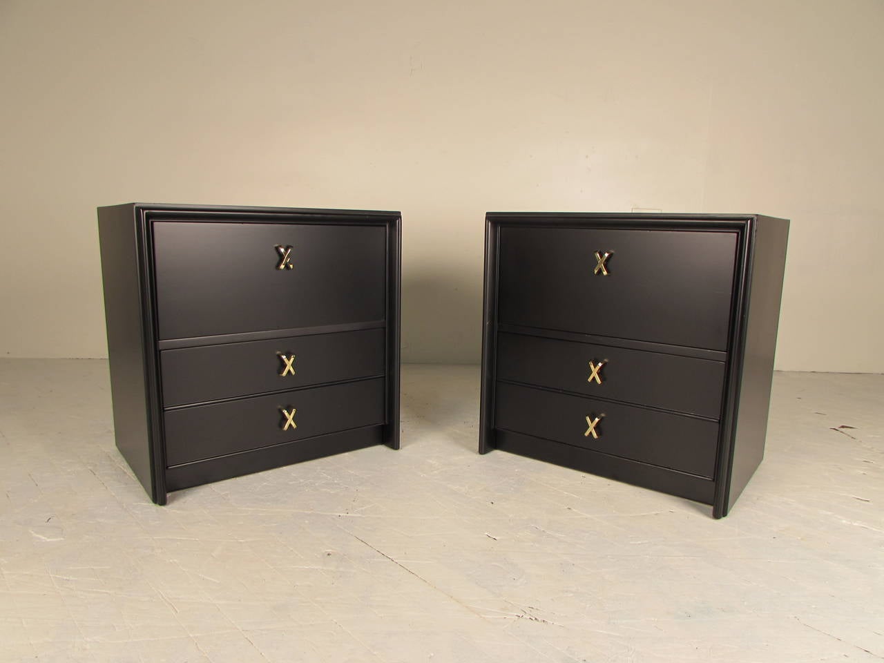 Completely refinished and utterly jaw-dropping in person! Pair of nightstands or small chests with 