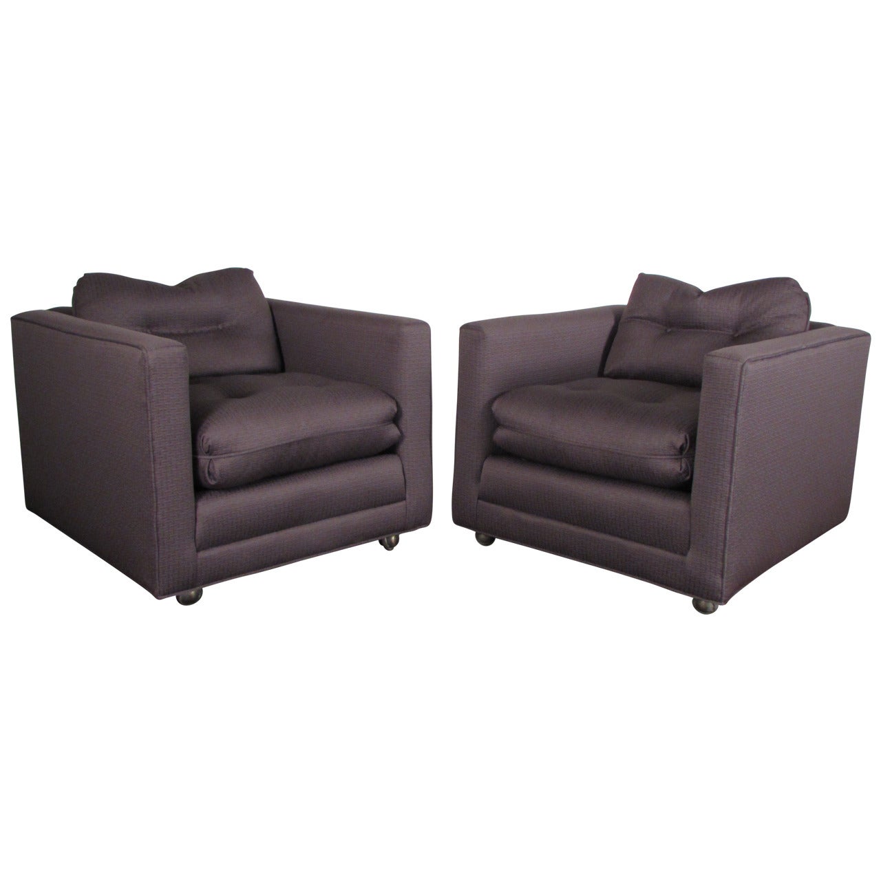 Handsome Pair of Henredon Club Chairs with Down Cushions
