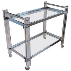 Exceptional Lucite, Chrome + Glass Bar Cart