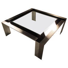 Solid Steel and Glass Cocktail Table, 1970s