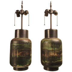 Rare Pair of Exceptional Lee Rosen for Design Technics Ceramic Lamps