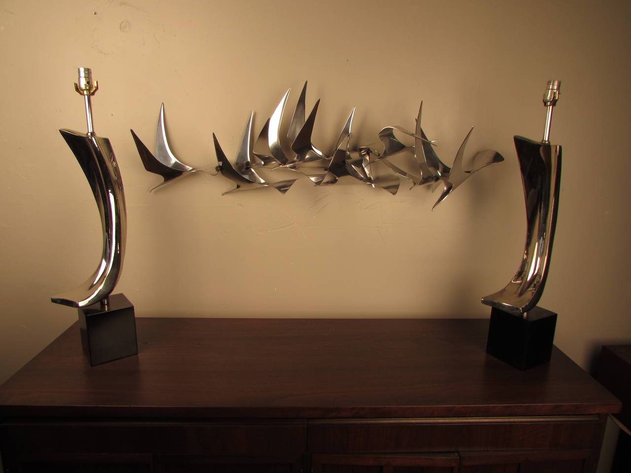 Magnificent Curtis Jere Birds in Flight Wall Sculpture 3