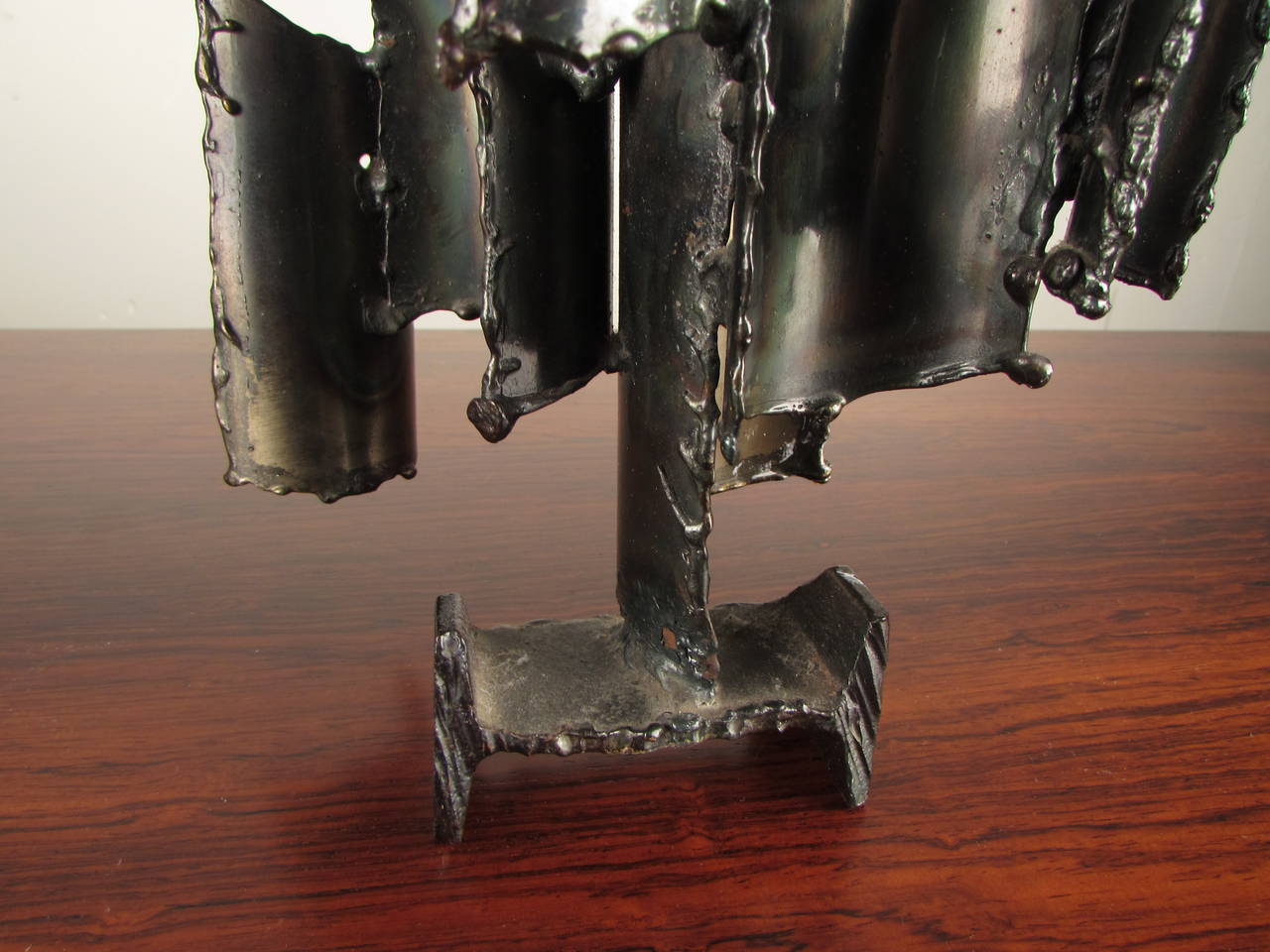 Fantoni Brutalist Torch-Cut Steel Table Sculpture 1