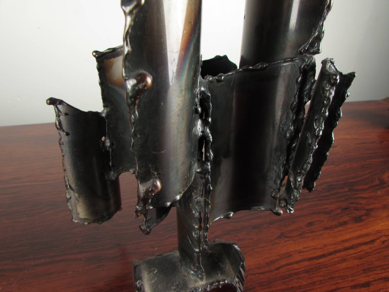 Fantoni Brutalist Torch-Cut Steel Table Sculpture 2