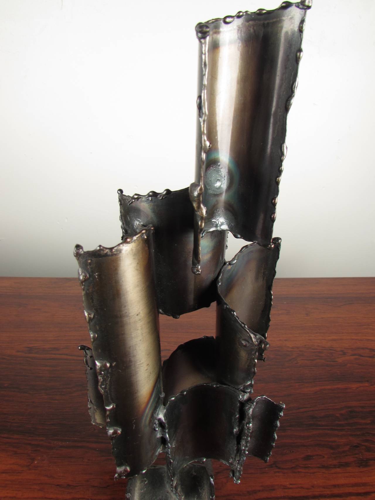 Fantoni Brutalist Torch-Cut Steel Table Sculpture 3