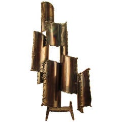 Fantoni Brutalist Torch-Cut Steel Table Sculpture