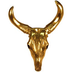 Substantial Cast Brass Buffalo Skull