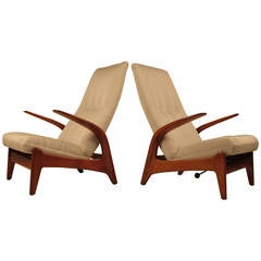 Rare Pair of Sculptural Gimson and Slater Rock'n Rest Lounge Chairs