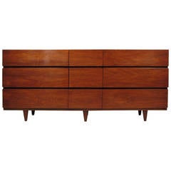 Stately MidCentury 9-Drawer Walnut Chest by American of Martinsville