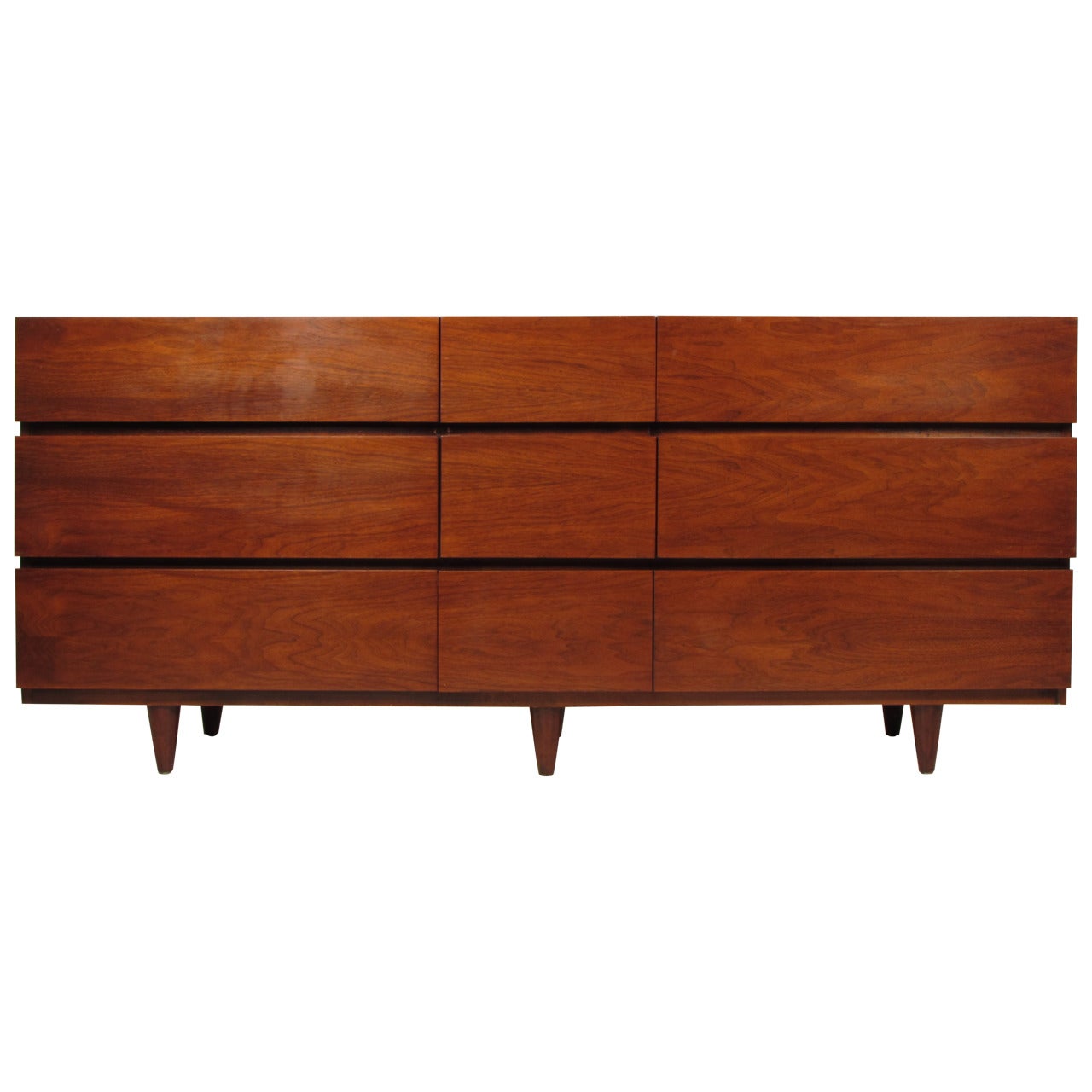 Stately MidCentury 9-Drawer Walnut Chest by American of Martinsville