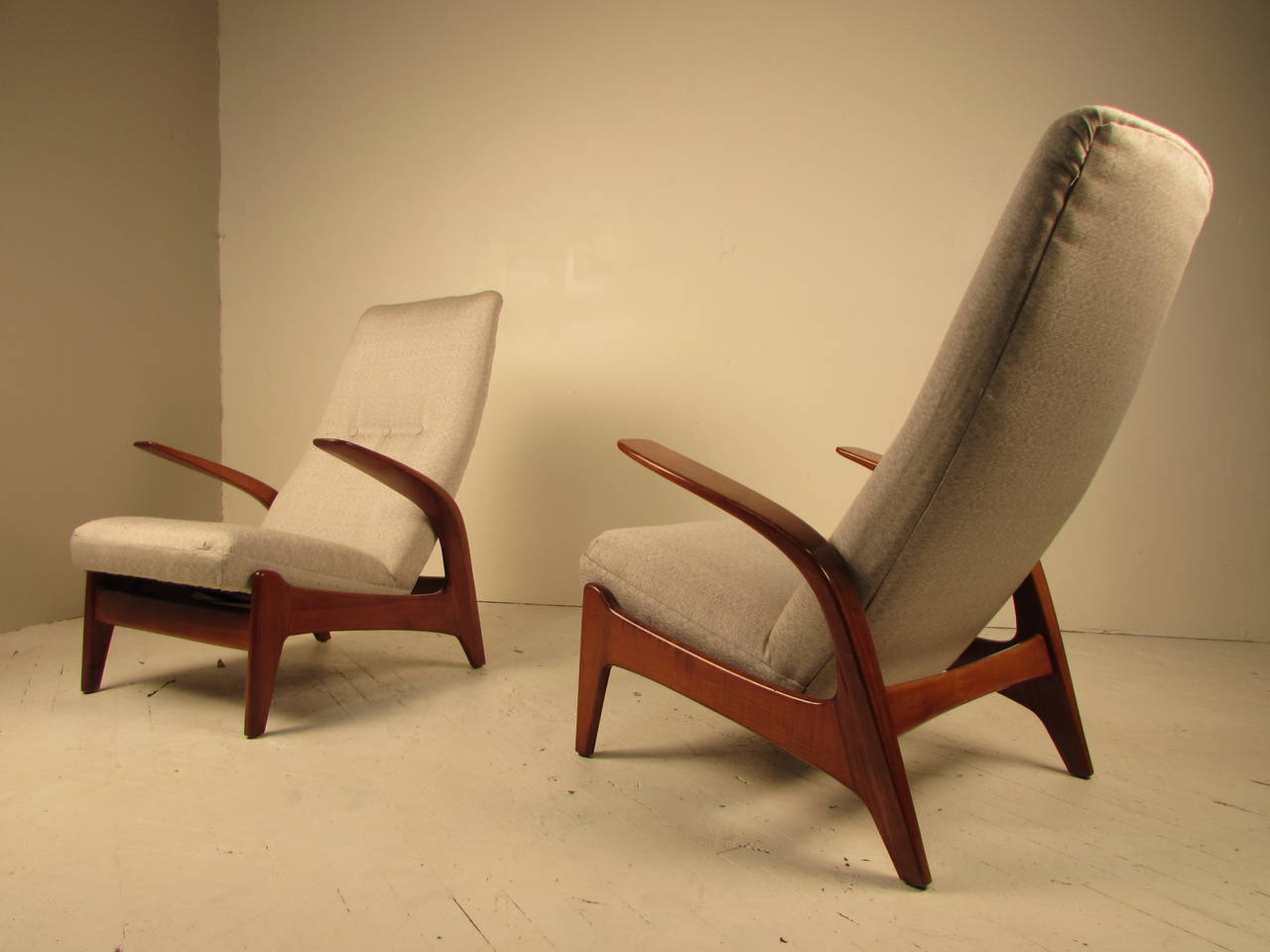 Mid-20th Century Rare Pair of Sculptural Gimson and Slater Rock'n Rest Lounge Chairs