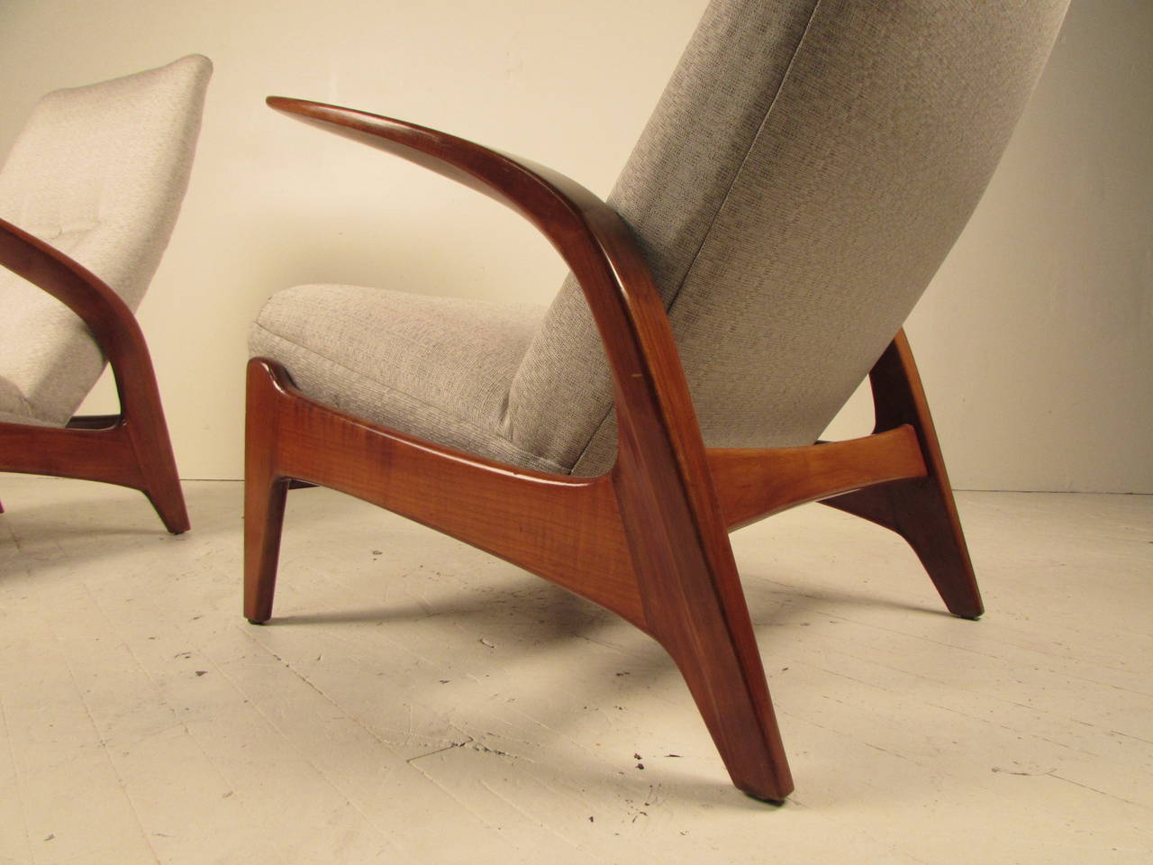 Teak Rare Pair of Sculptural Gimson and Slater Rock'n Rest Lounge Chairs