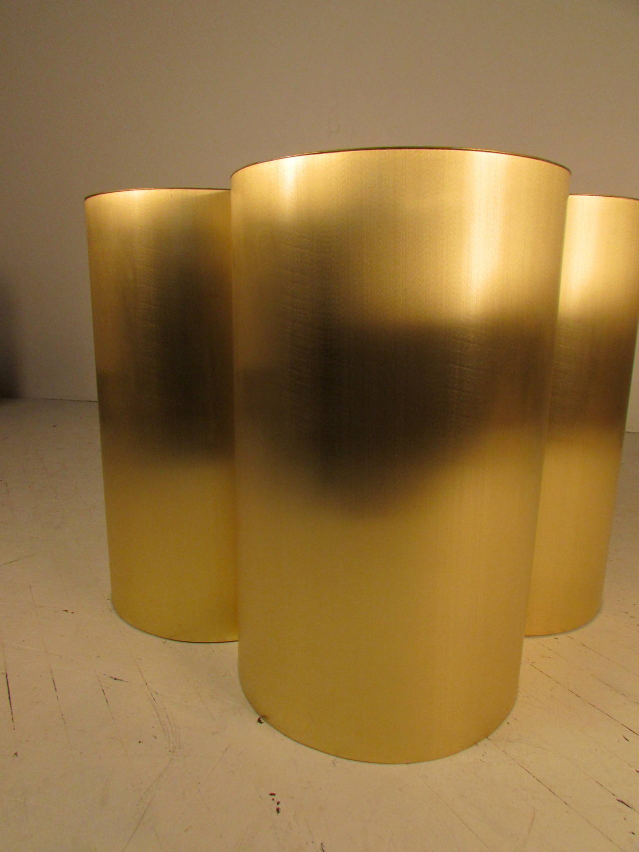 American Custom Brushed Brass Quatrefoil Table Base by Refine Modern Studio