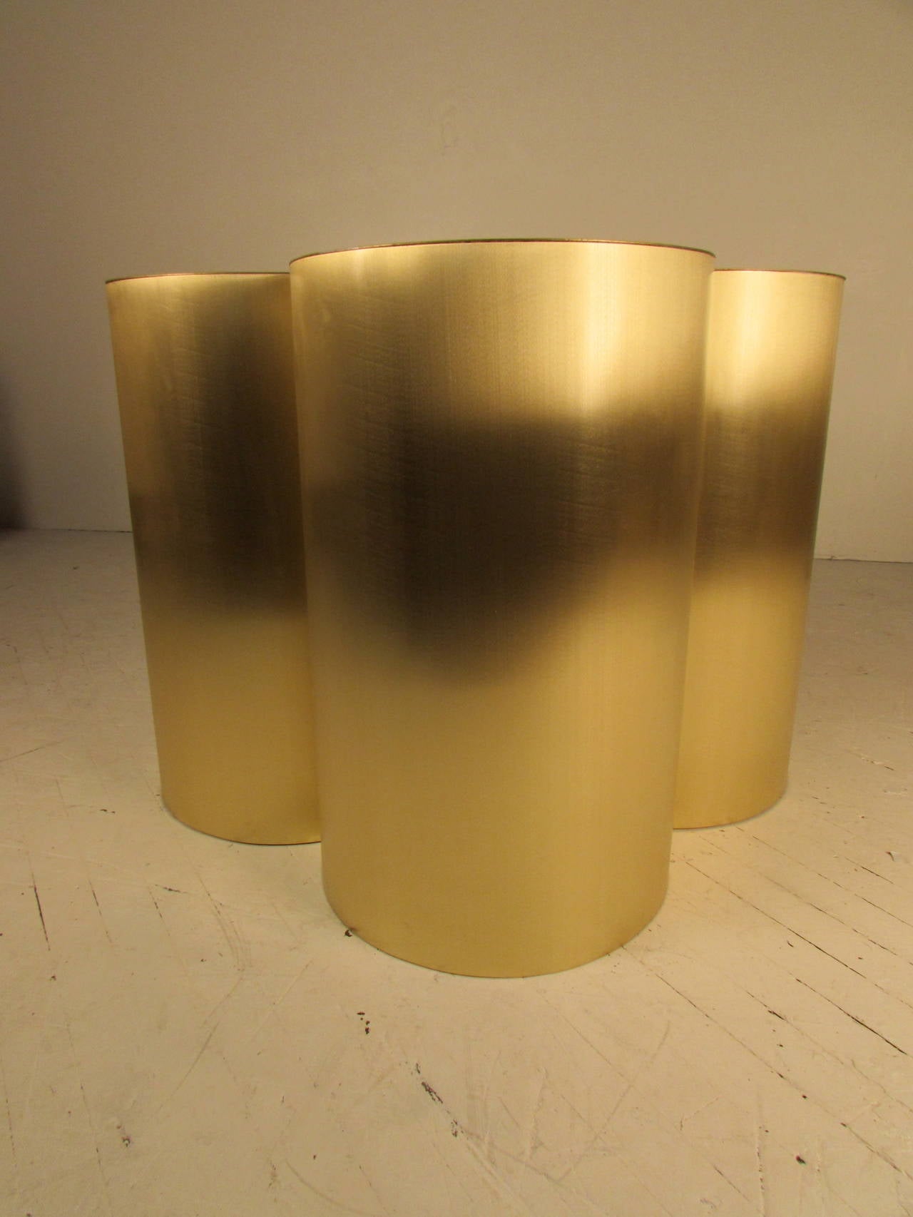 Custom Brushed Brass Quatrefoil Table Base by Refine Modern Studio In Excellent Condition In New York, NY