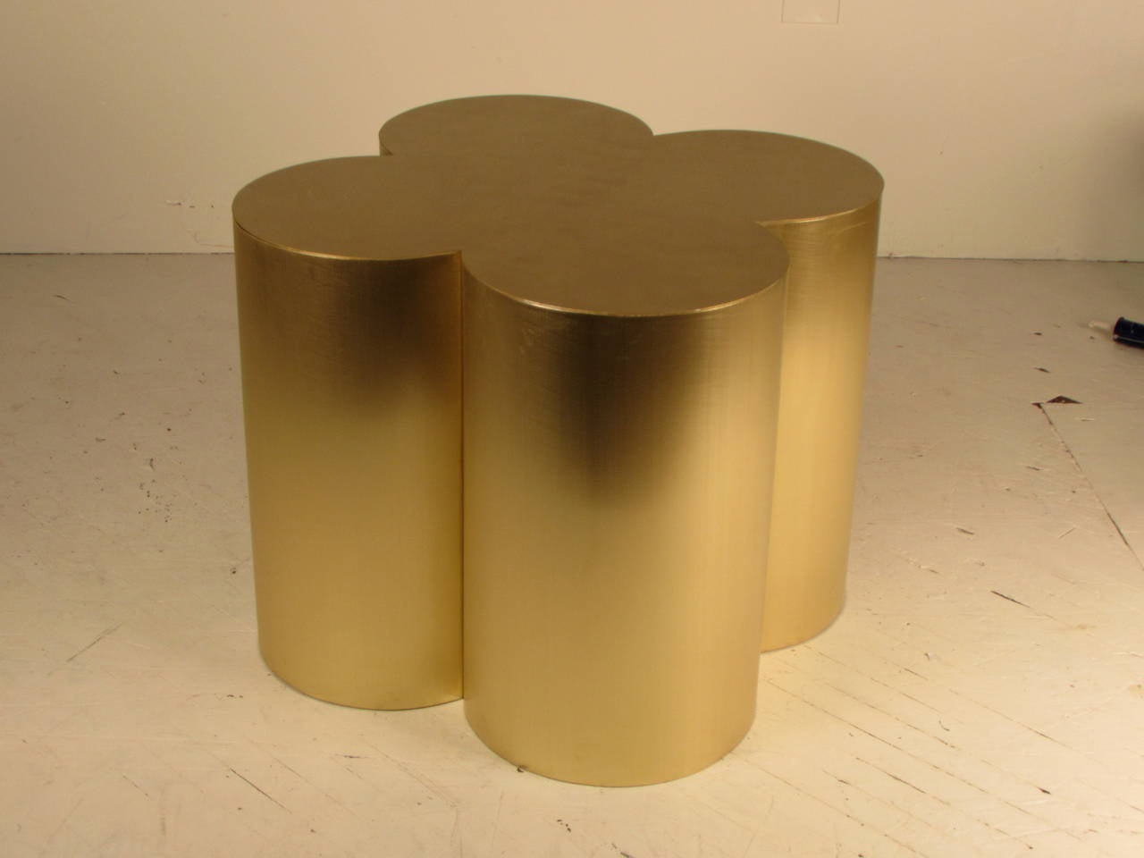 custom-made to order exclusively by Refine Modern Studios. Incredibly glamorous brushed brass quatrefoil dining table base. These pieces can support very heavy 1