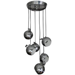 Mid-Century Six Globe Chrome Pendant