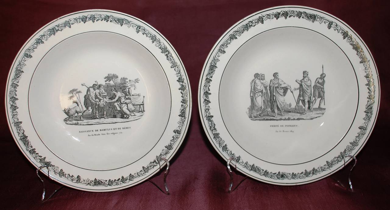 19th Century Creil Creamware Tureen with Six Soup Plates