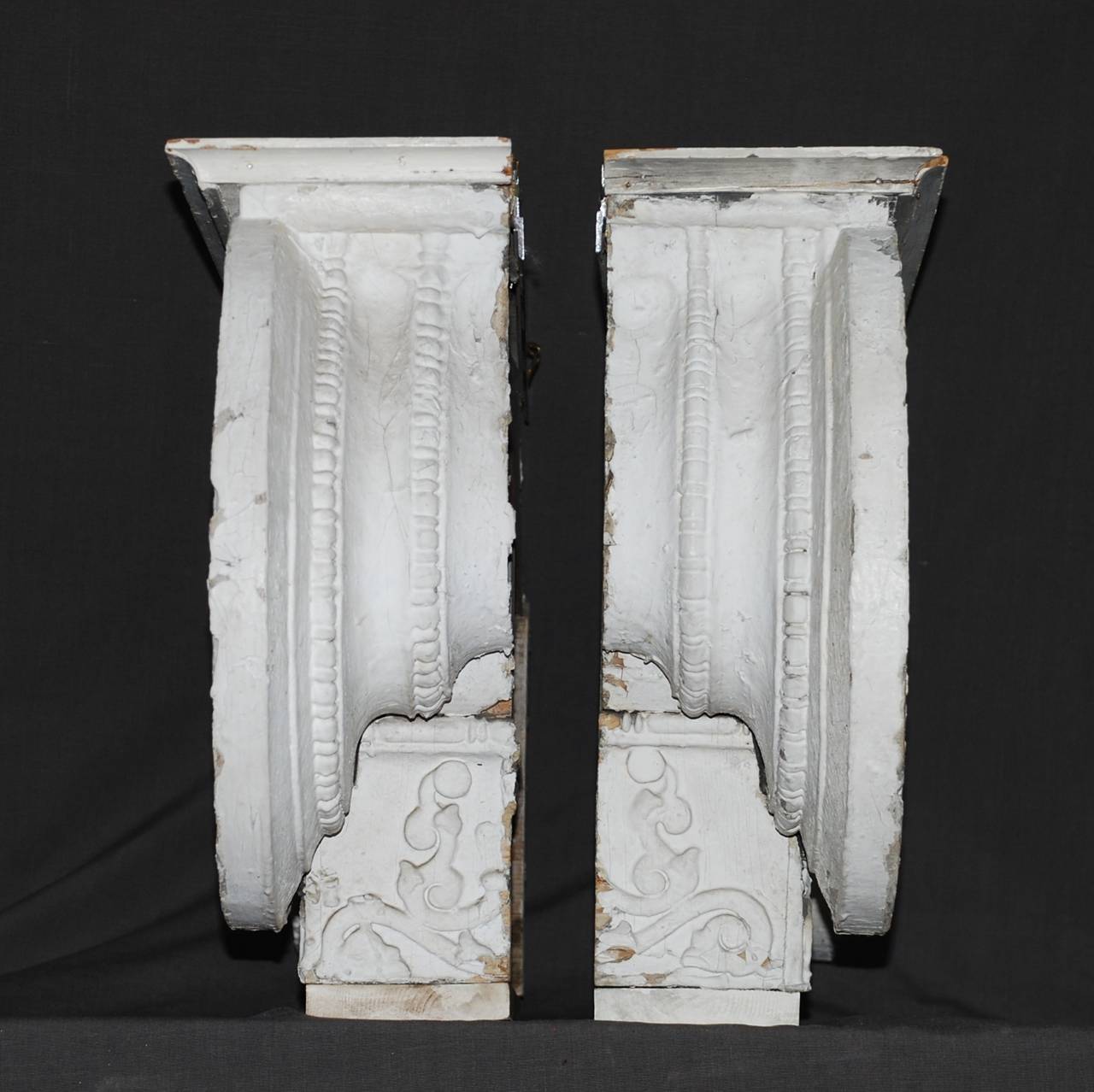 Pair of Large Ionic Painted Wood Capitals For Sale 3